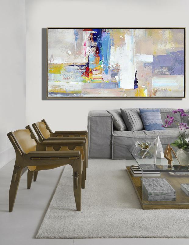 Panoramic Palette Knife Contemporary Art #L4D - Click Image to Close